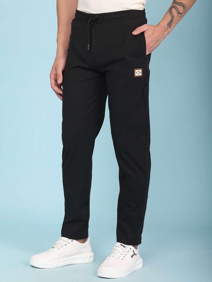 men solid mid rise full length track pant - 22434407 -  Standard Image - 3