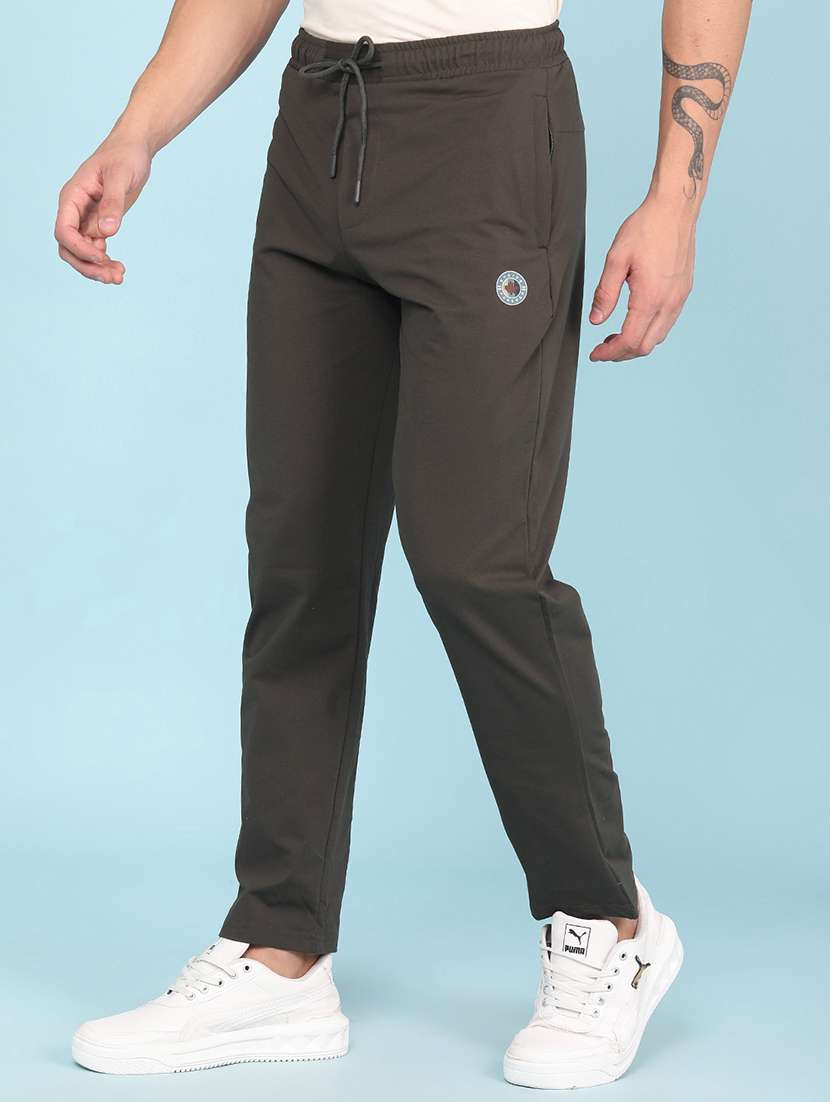 men solid mid rise full length track pant - 22434415 -  Standard Image - 3