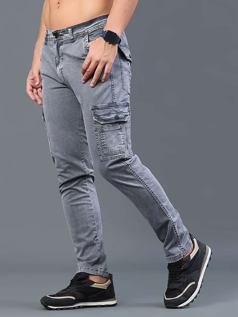 men solid mid rise regular fit cargo pant - 22434428 -  Standard Image - 3