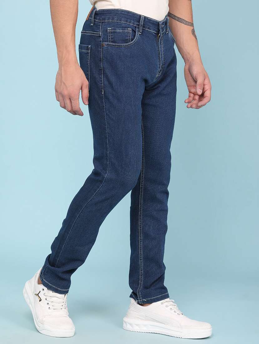 Men Plain Mid Rise Full Length Slim Fit Jeans - 22434430 -  Standard Image - 3