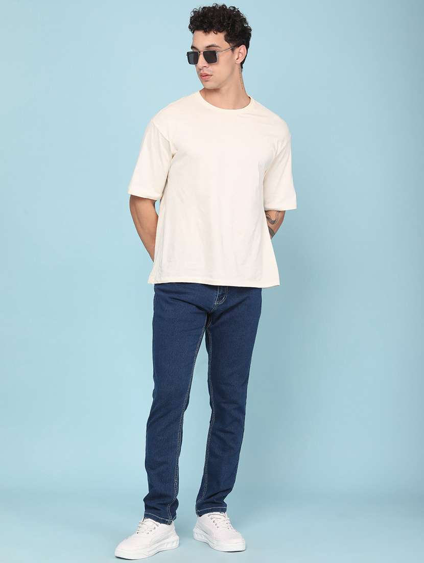 Men Plain Mid Rise Full Length Slim Fit Jeans - 22434430 -  Standard Image - 5
