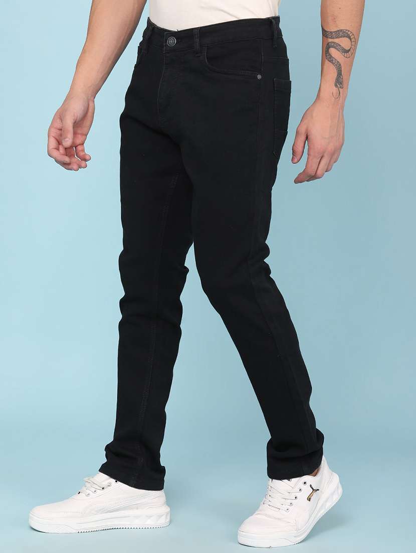 men plain mid rise full length slim fit jeans - 22434431 -  Standard Image - 3
