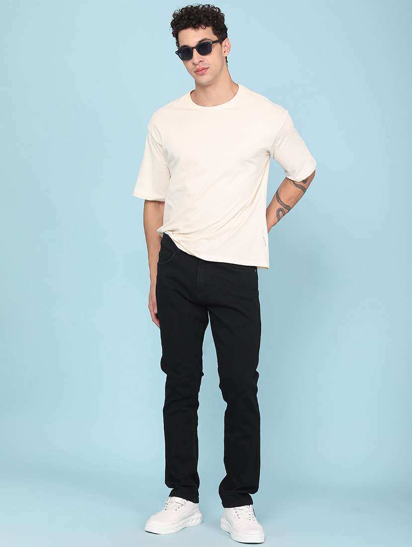 men plain mid rise full length slim fit jeans - 22434431 -  Standard Image - 5