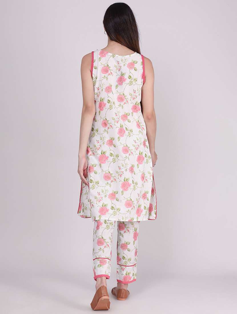 Women Floral Sleeveless Kurta Pant Set - 22434455 -  Standard Image - 3