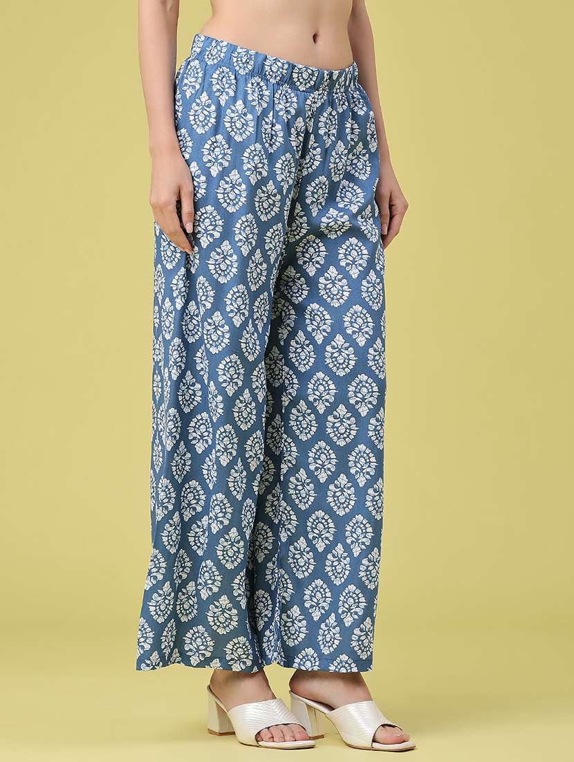 women printed mid rise relaxed fit palazzo - 22434474 -  Standard Image - 3