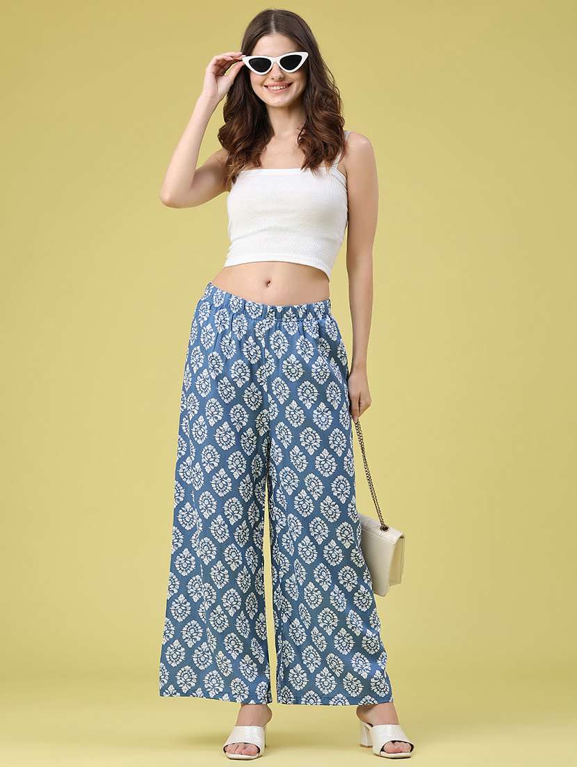 women printed mid rise relaxed fit palazzo - 22434474 -  Standard Image - 5