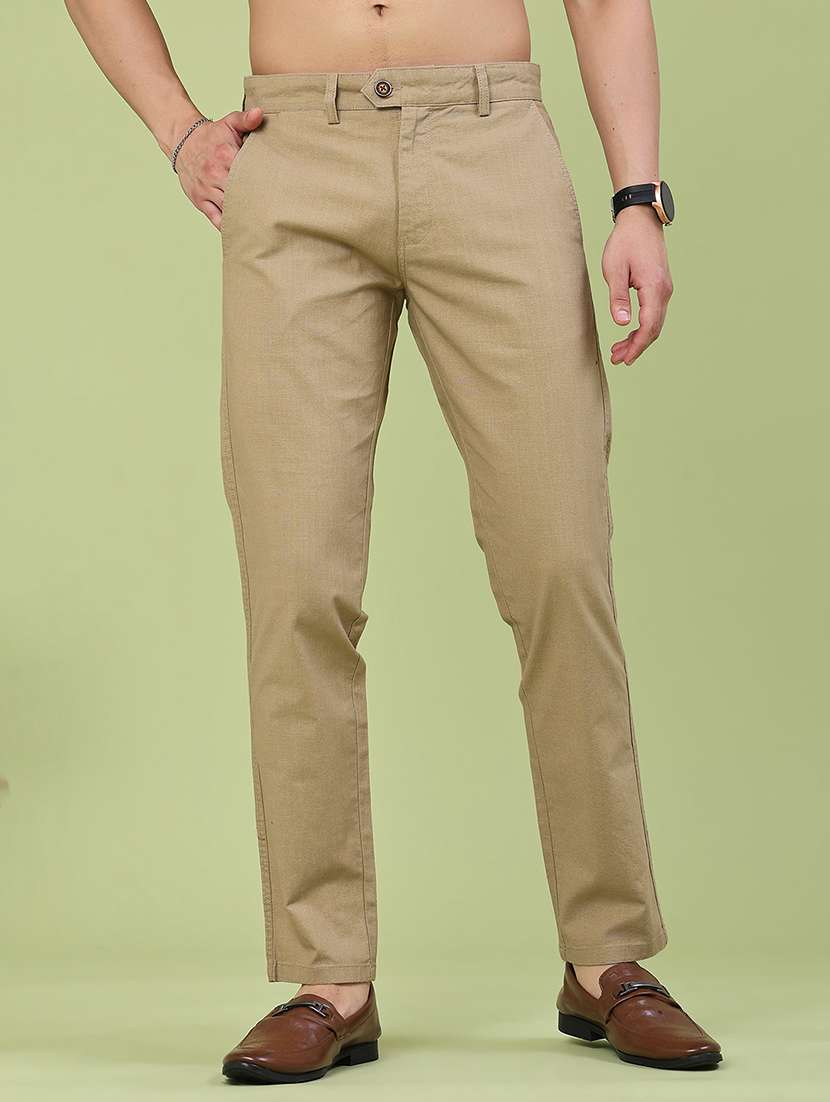 men solid mid rise slim fit chinos