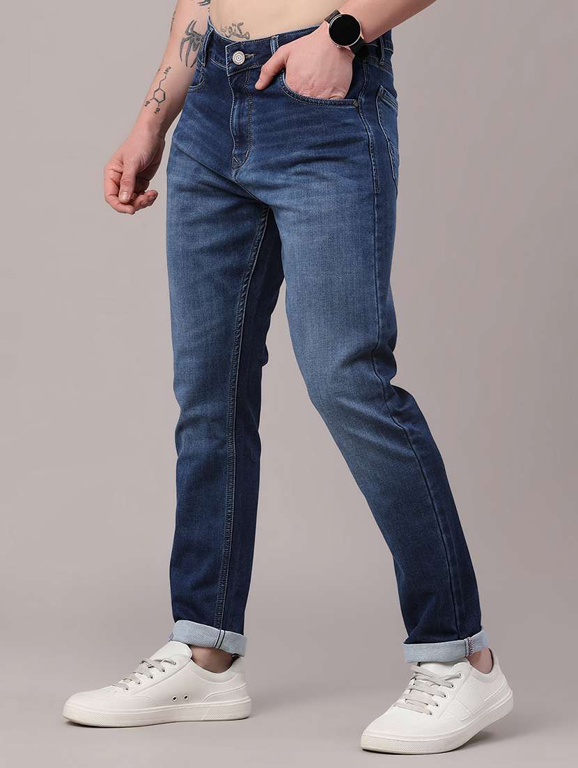 men washed mid rise full length slim fit jeans - 22434708 -  Standard Image - 3