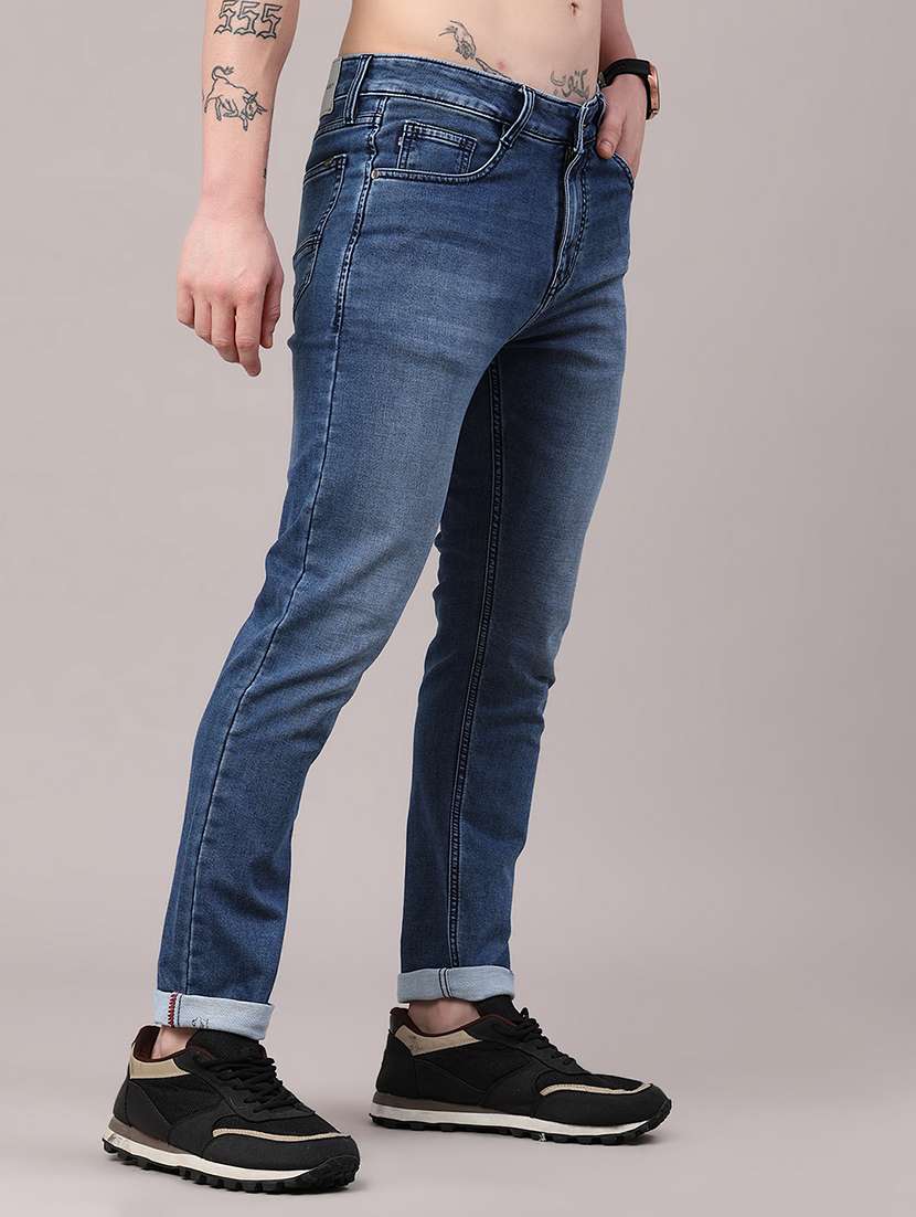 men washed mid rise full length slim fit jeans - 22434714 -  Standard Image - 3