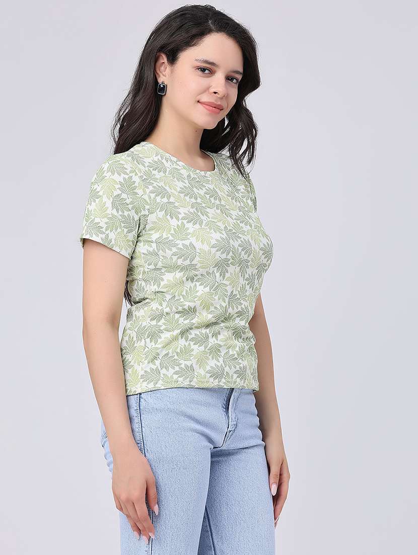 women printed round neck regular t-shirt - 22434770 -  Standard Image - 3