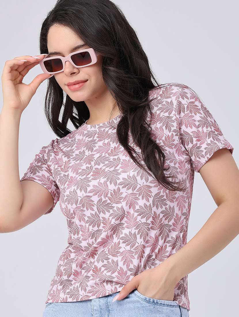 women printed round neck regular t-shirt