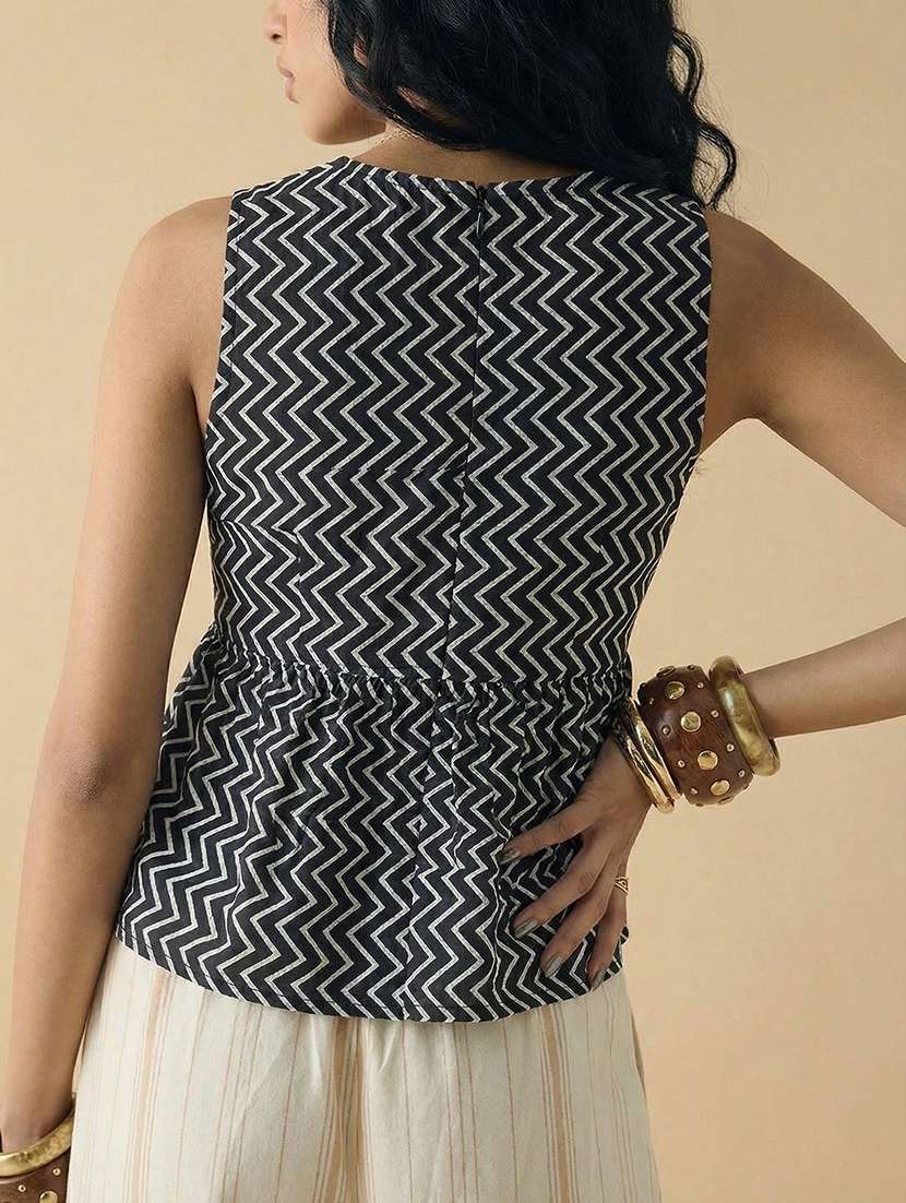 women printed sleeveless a-line top - 22435052 -  Standard Image - 3