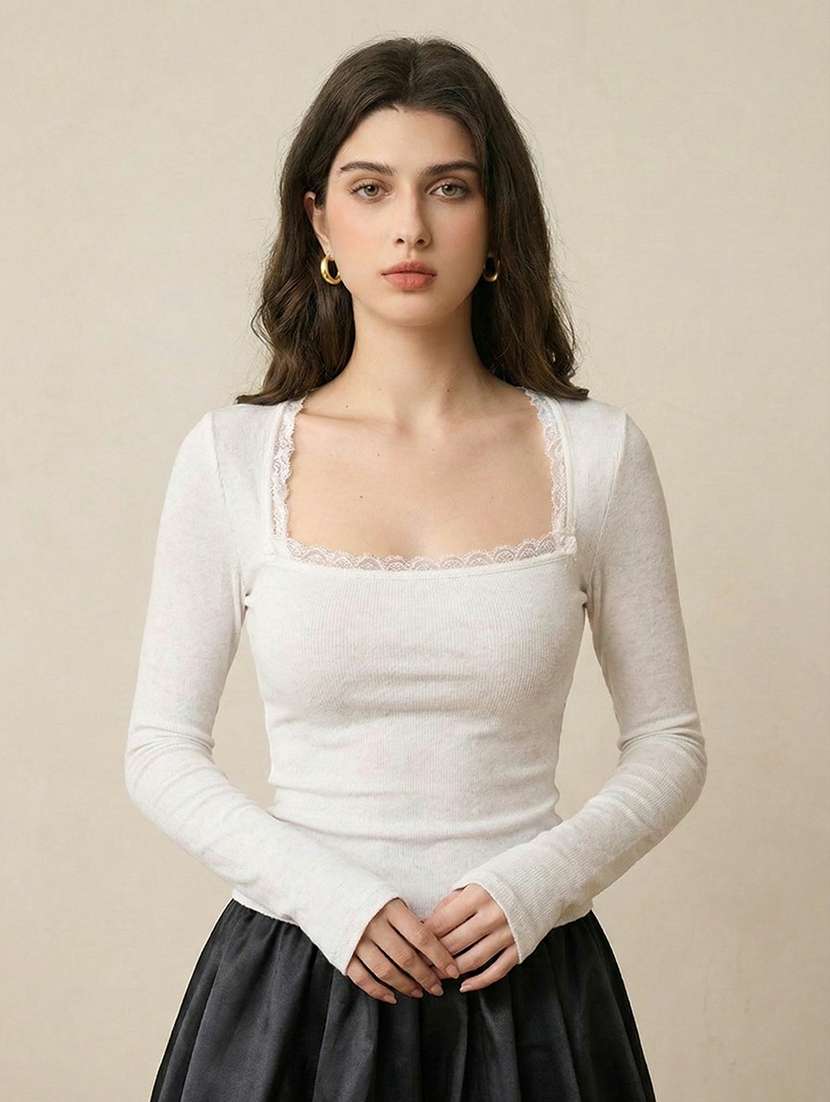 women solid long sleeve straight top