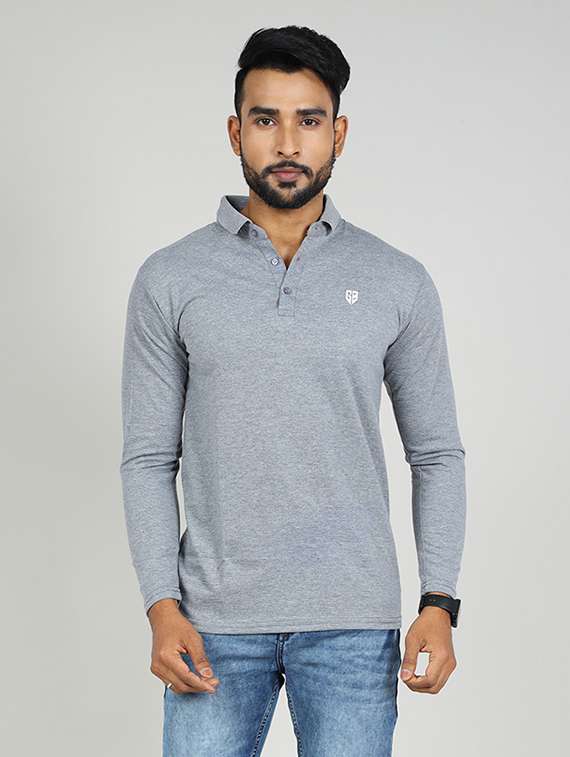 men solid logo print long sleeves t shirt