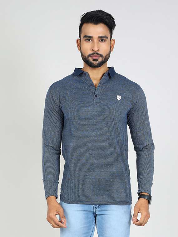 men logo print polo neck t-shirt