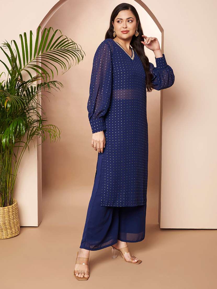 women printed long sleeve kurta palazzo set - 22435853 -  Standard Image - 3