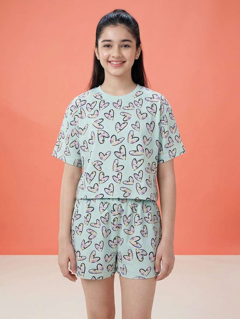 girls printed nightwear shorts set