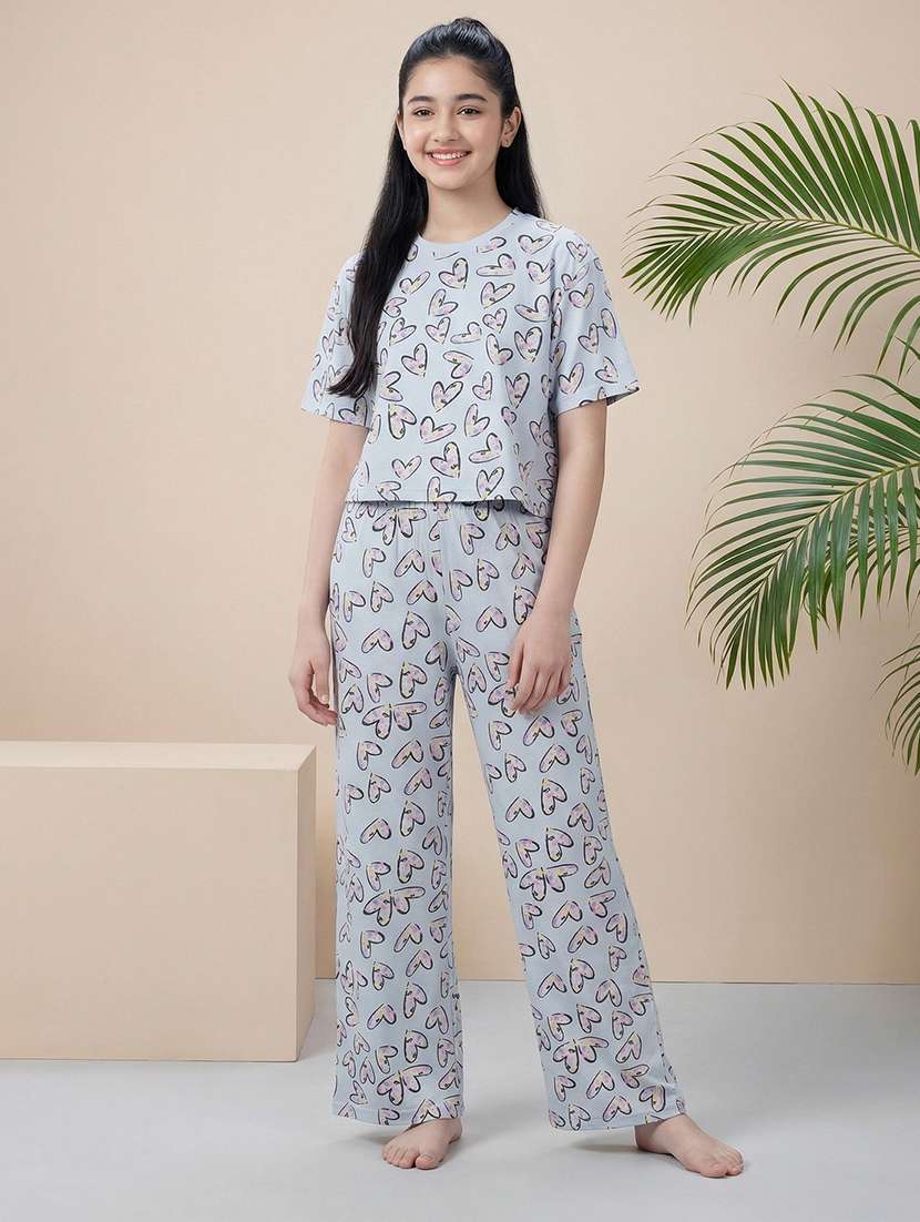 girls printed nightwear pyjama set