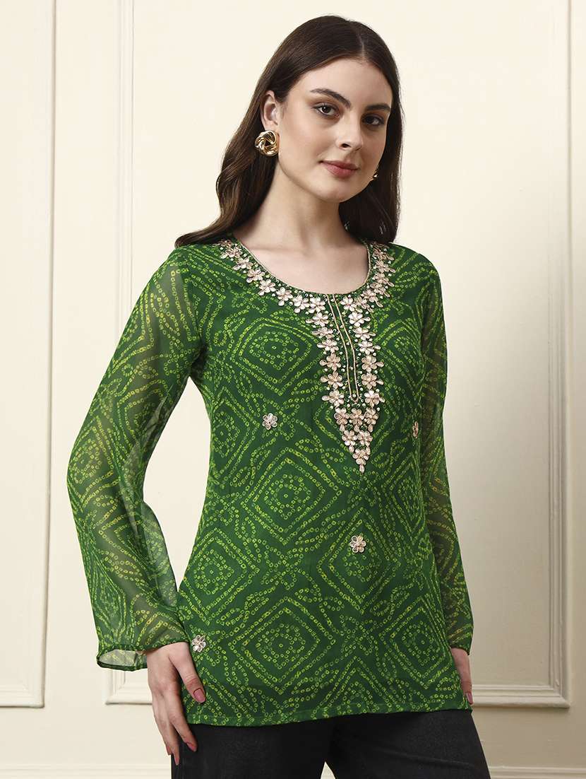 green georgette regular top - 22436032 -  Standard Image - 3