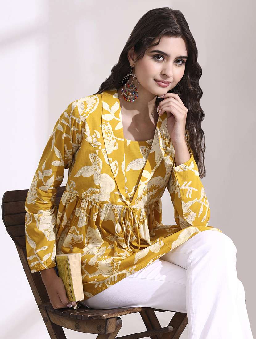 women printed mustard cotton regular top - 22436036 -  Standard Image - 3