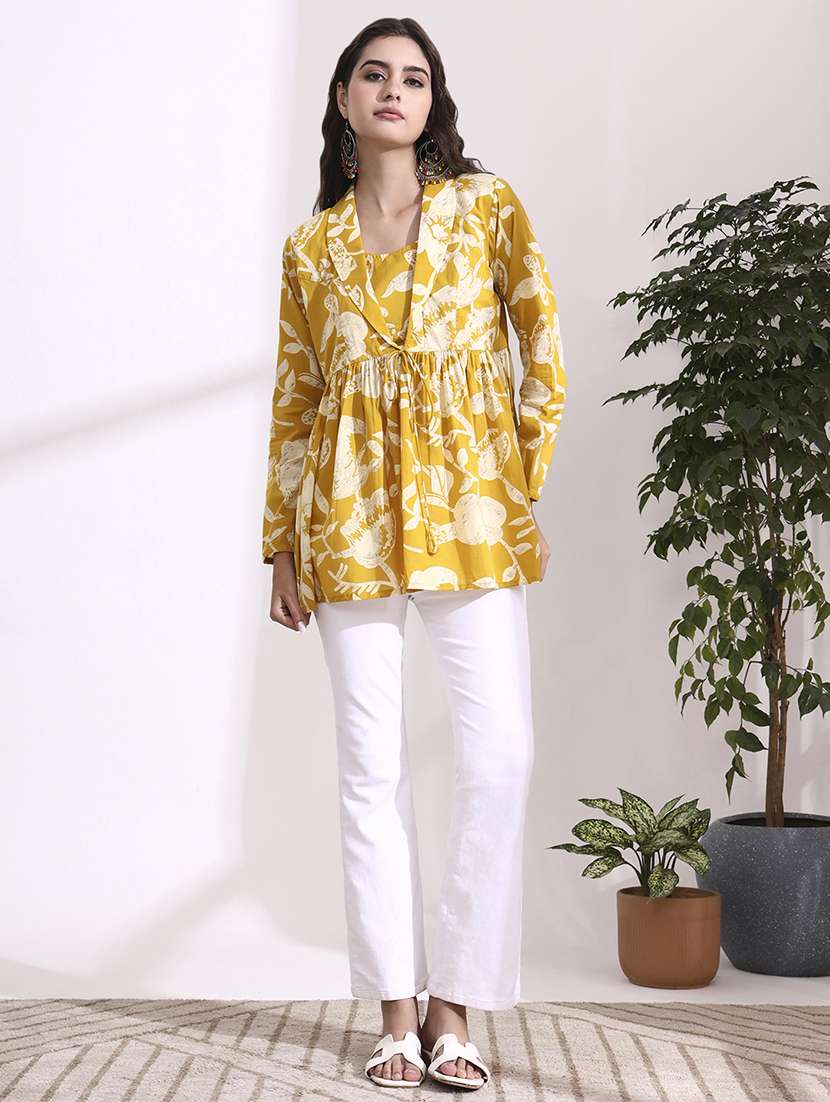 women printed mustard cotton regular top - 22436036 -  Standard Image - 5