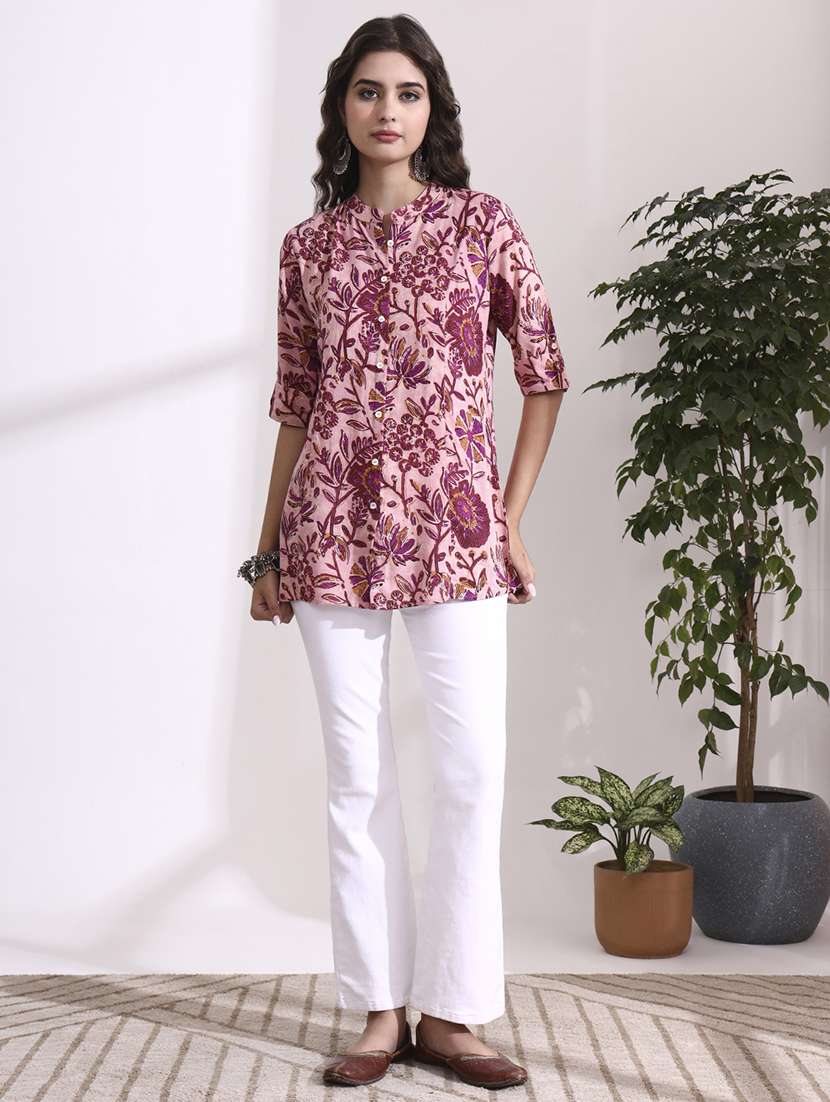 women printed peach rayon regular top - 22436042 -  Standard Image - 5