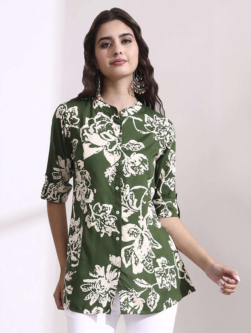 green rayon regular top