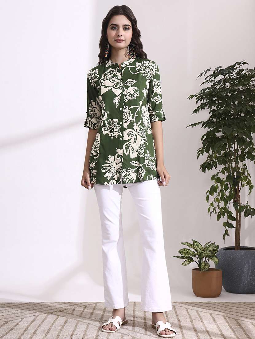 green rayon regular top - 22436048 -  Standard Image - 5