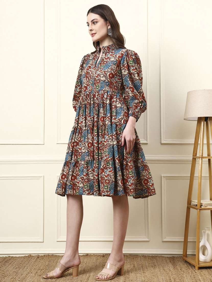Women Multi Colored Cotton Fit & Flare Dress - 22437138 -  Standard Image - 5