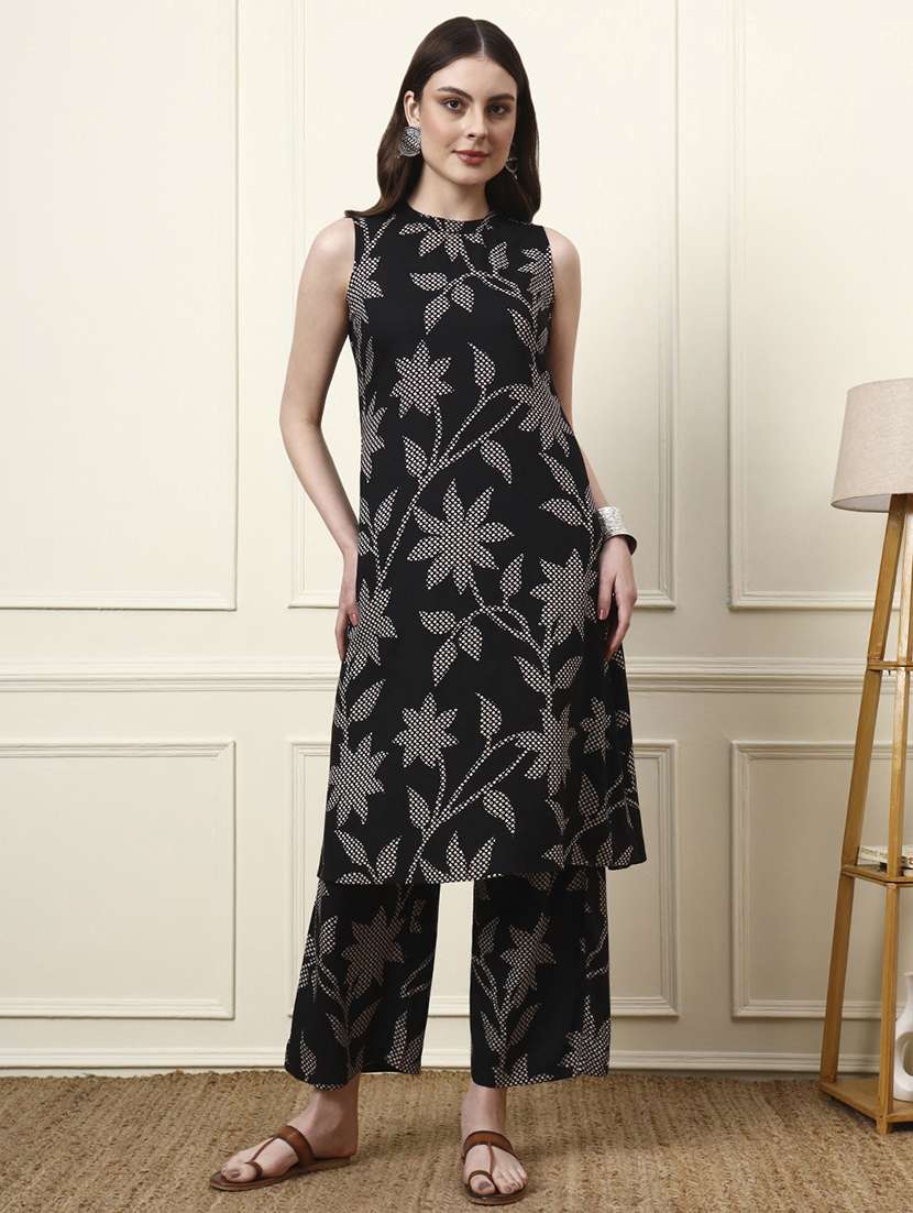 black rayon top and trouser set coord