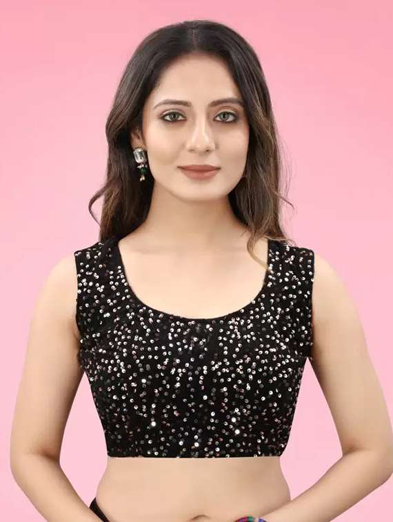 women navy blue ready to wear saree - 22437353 -  Standard Image - 3