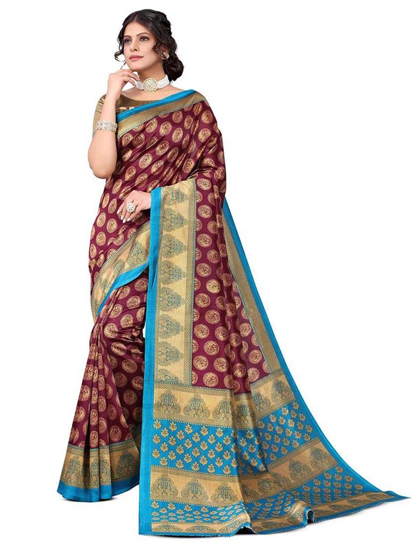 women printed casual wear saree with blouse