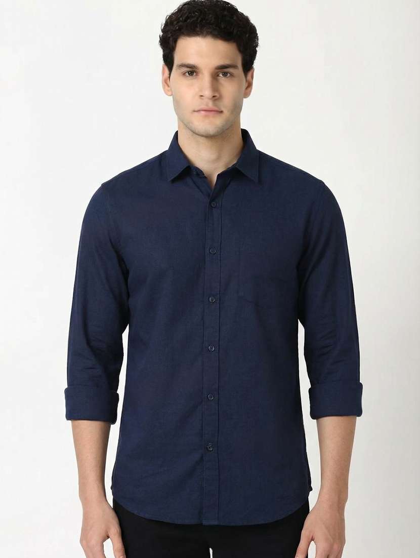 men solid long sleeve regular fit casual shirt