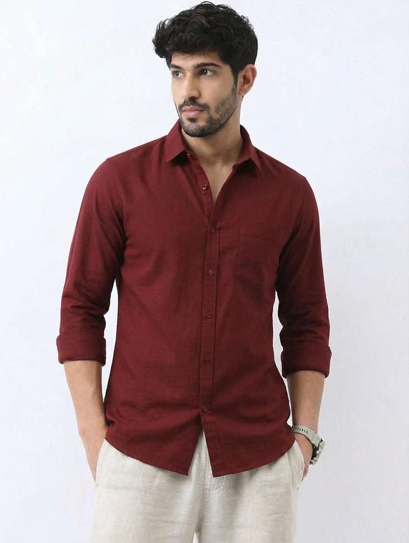 men solid long sleeve regular fit casual shirt