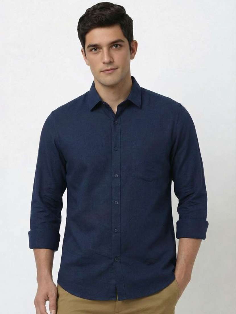 men solid long sleeve regular fit casual shirt