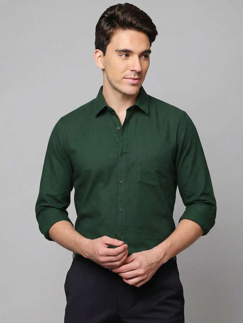 men solid long sleeve regular fit formal shirt
