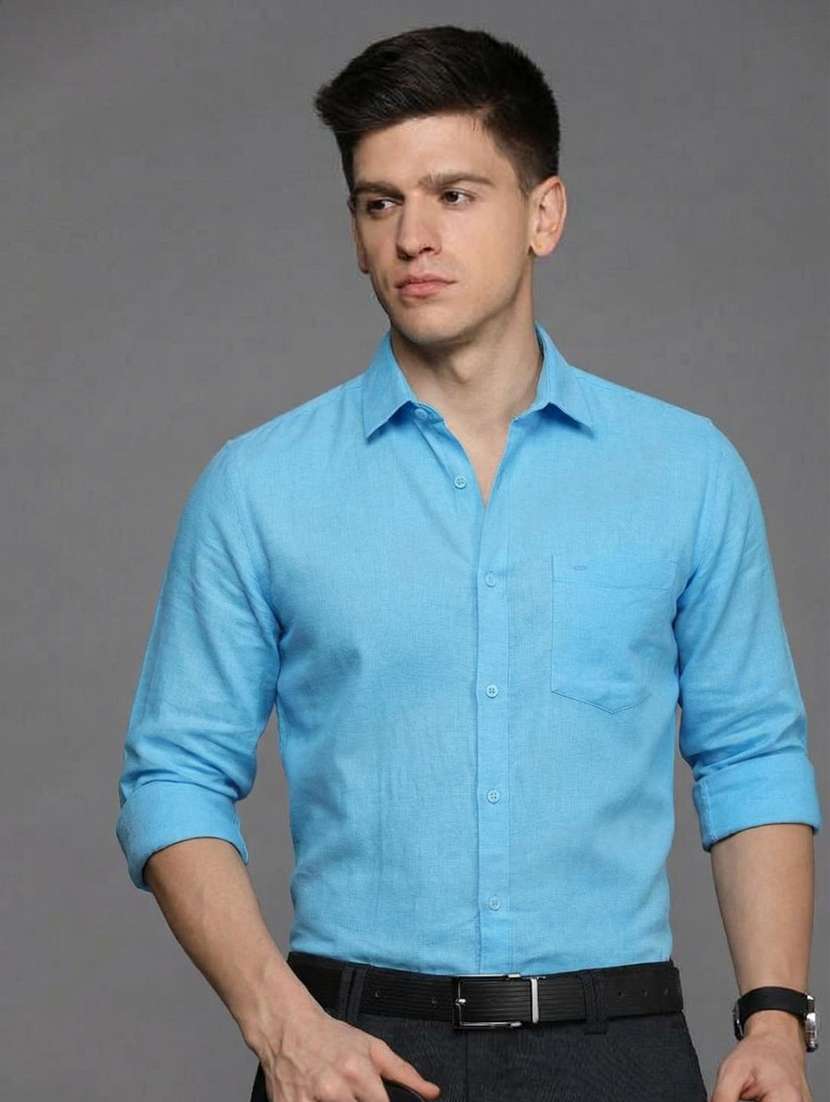 men solid long sleeve regular fit formal shirt