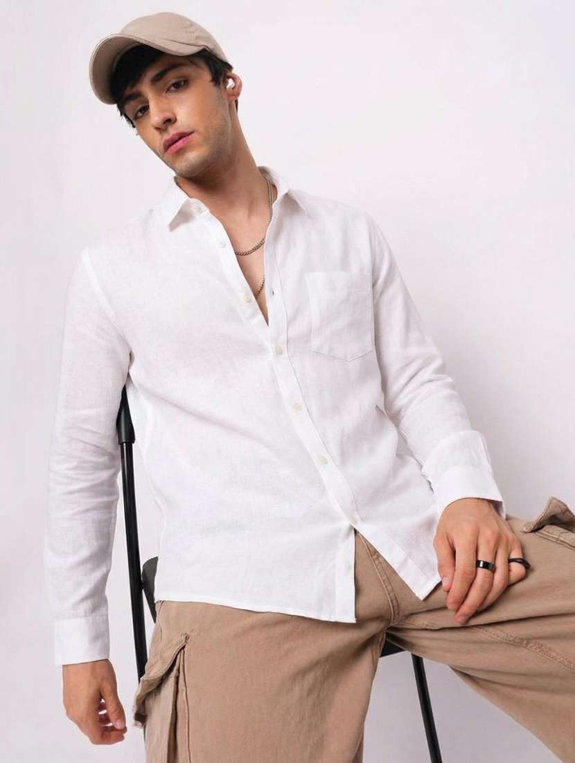 men solid long sleeve regular fit casual shirt