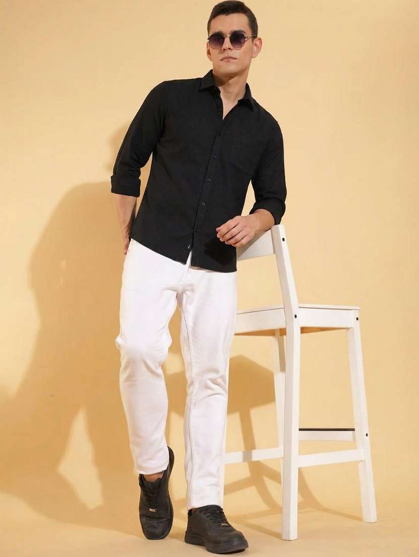 Men Solid Long Sleeve Regular Fit Casual Shirt - 22438092 -  Standard Image - 3