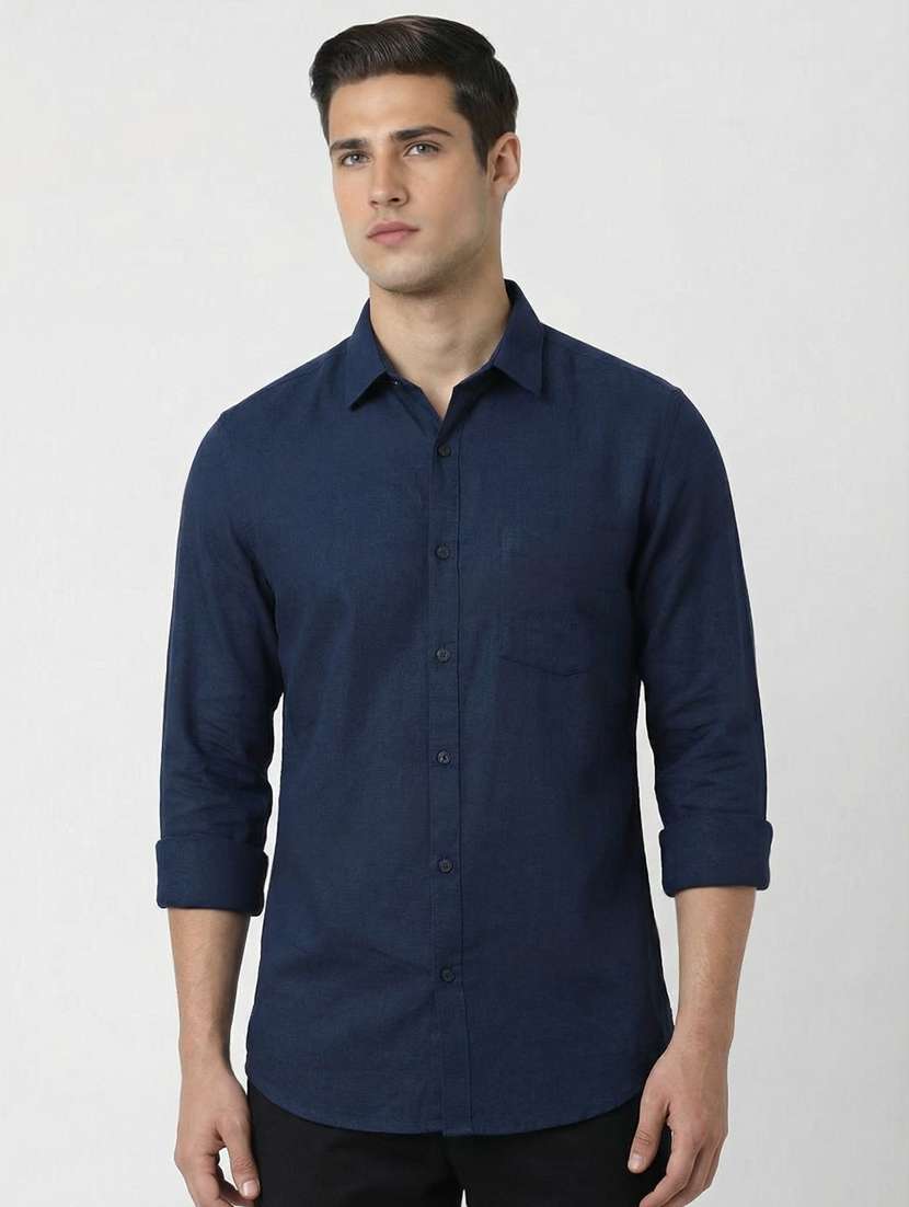 men solid long sleeve regular fit casual shirt