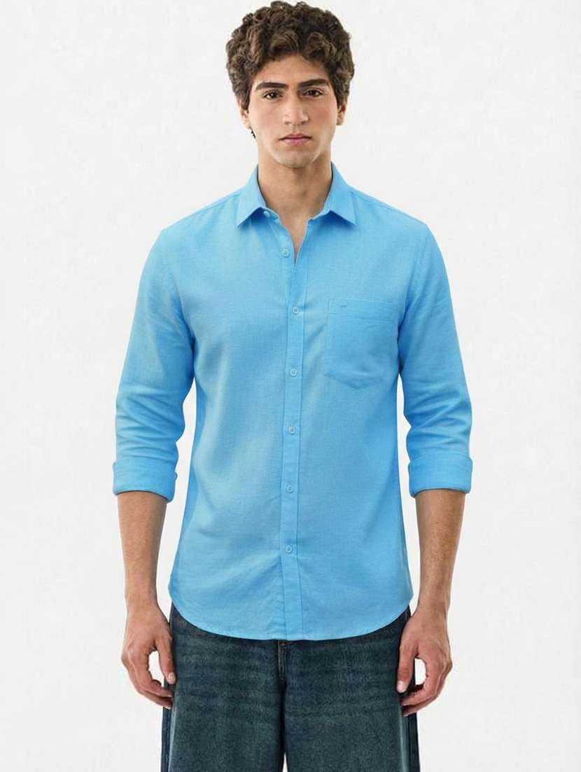 men solid long sleeve regular fit casual shirt