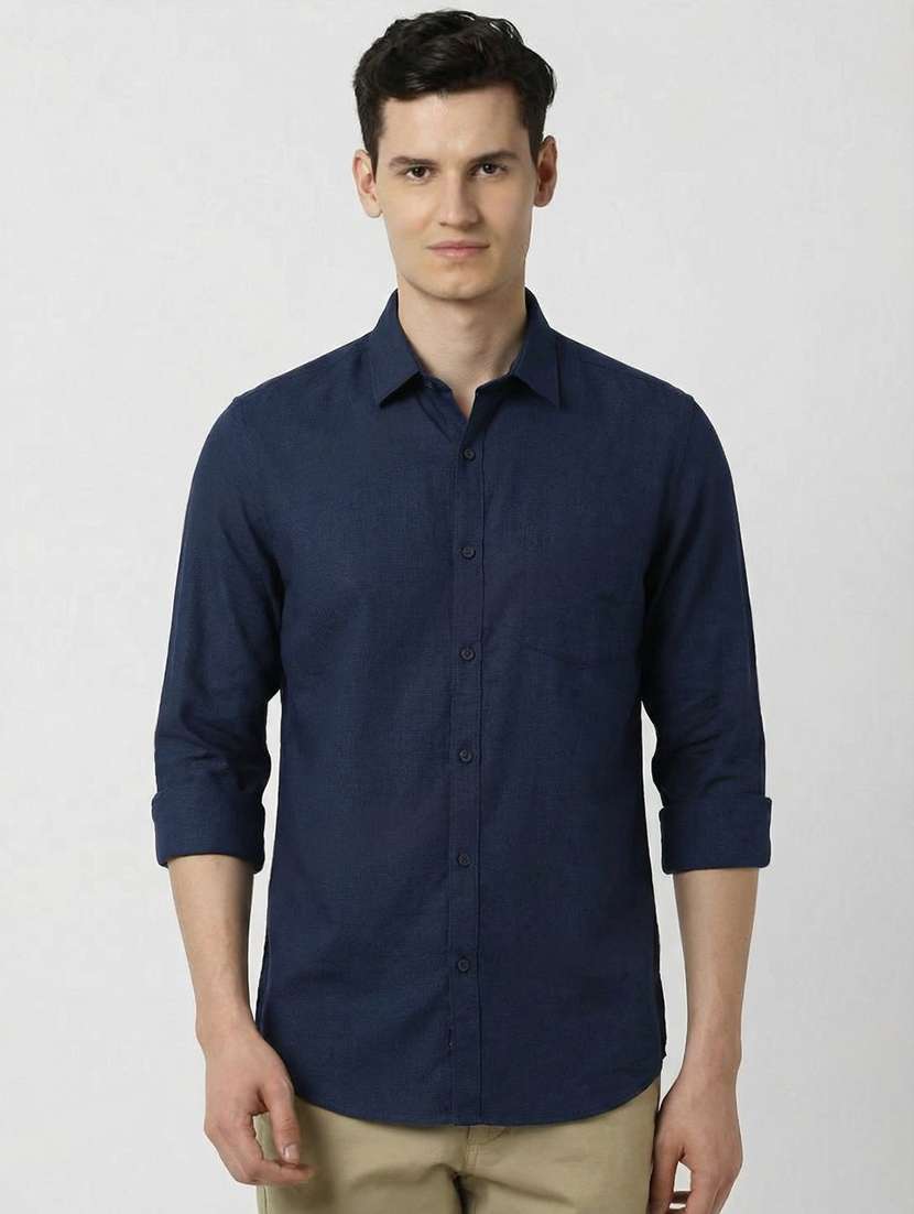 men solid long sleeve regular fit casual shirt