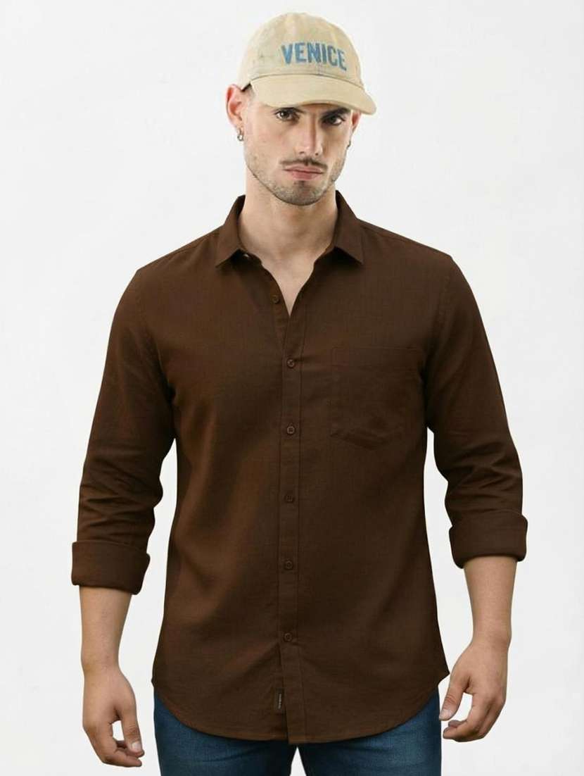 men solid long sleeve regular fit casual shirt