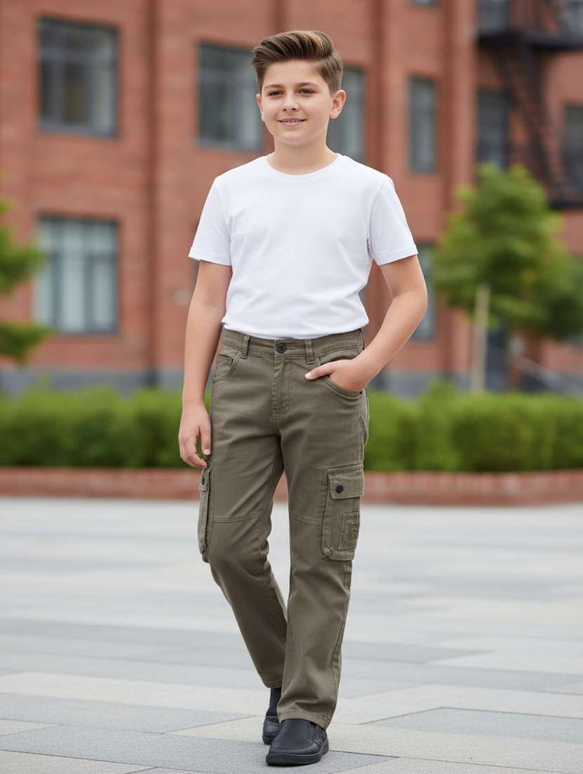olive poly cotton plain jean