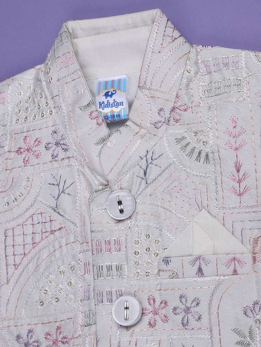 Boys Embroidered Mandarin Neck Kurta Set - 22438194 -  Standard Image - 5
