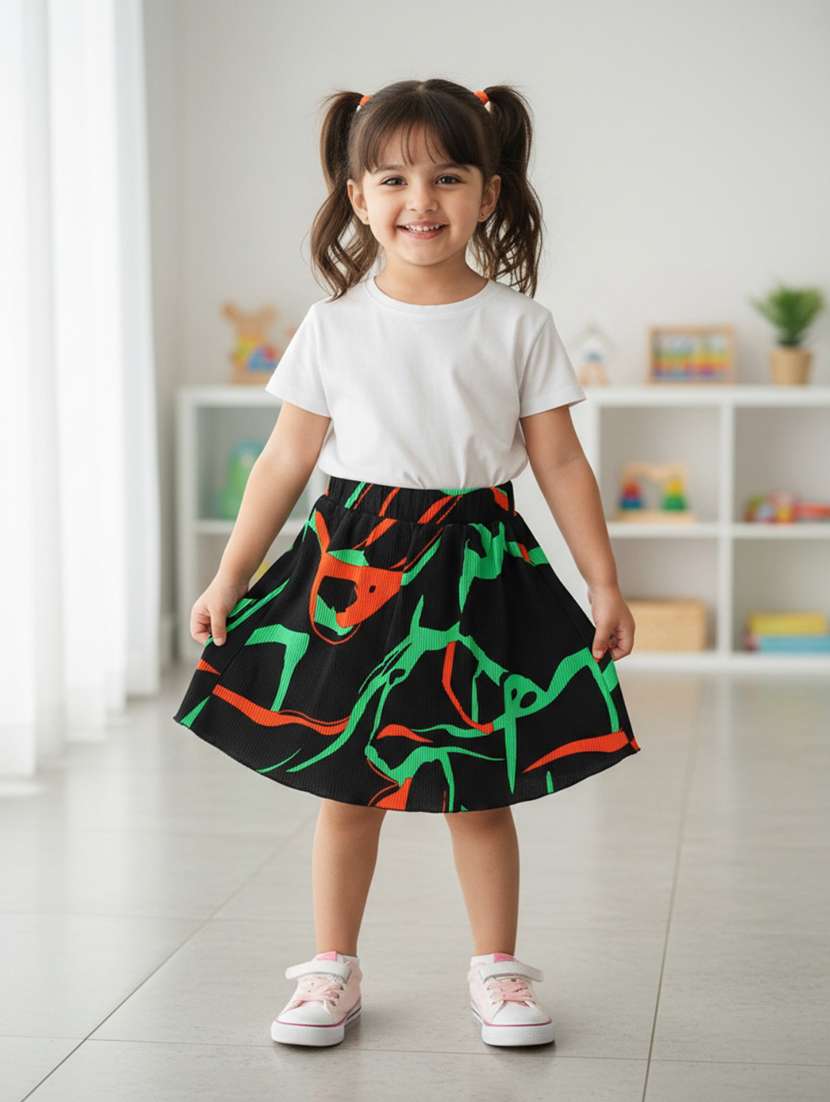 black cotton flared skirt