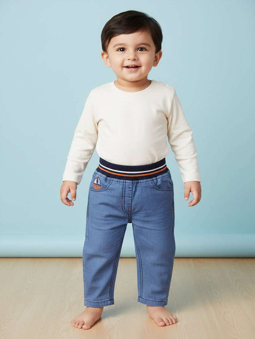 boys washed mid rise straight fit jeans