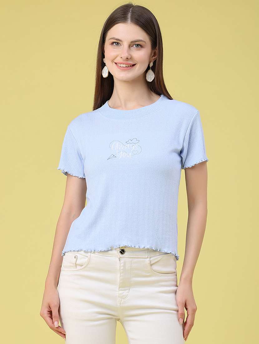women embroidered round neck regular t-shirt - 22438306 -  Standard Image - 3