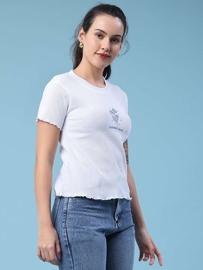 women embroidered round neck regular t-shirt - 22438308 -  Standard Image - 3