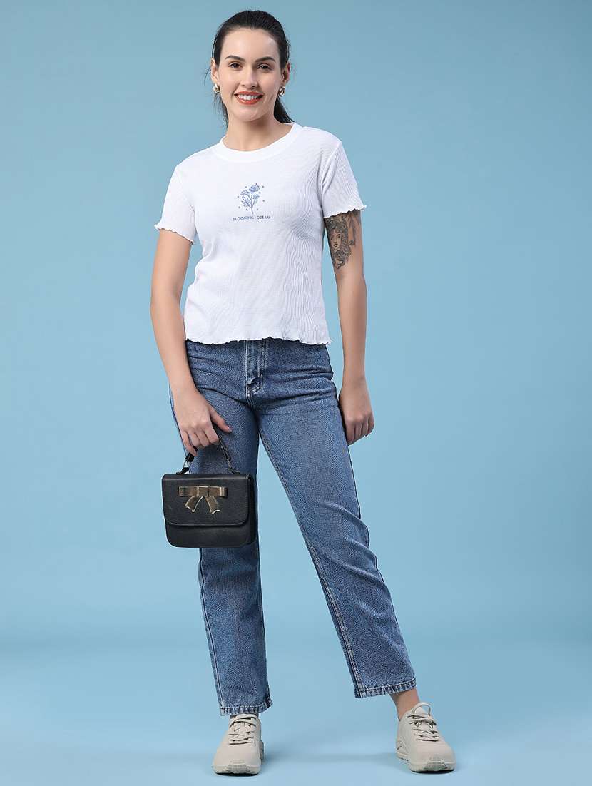 women embroidered round neck regular t-shirt - 22438308 -  Standard Image - 5